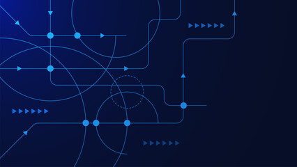Global communication technology background with dots and lines connection. Digital big data visualization and electronic circuit board concept.