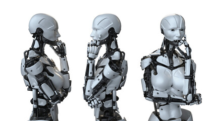 human-made white artificial intelligence robot to meet future convenience
