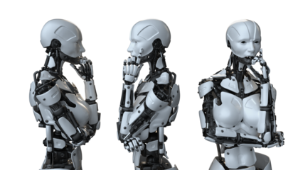 human-made white artificial intelligence robot to meet future convenience