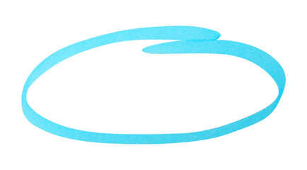 Ellipse drawn with light blue marker on white background, top view