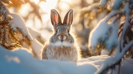 Snowshoe Hare - obrazy, fototapety, plakaty