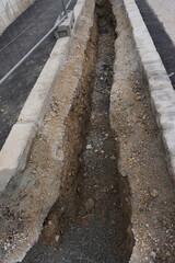 Aufgrabung, Künette, Schacht, Leitung, Tiefbau, 