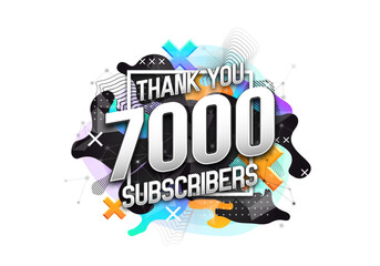 7000 subscribers. Poster for social network and followers. Vector template for your design.