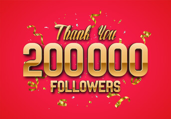 200000 followers. Poster for social network and followers. Vector template for your design.