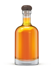 Rum Whiskey Cognac Bottle With Liquid 3D Rendering