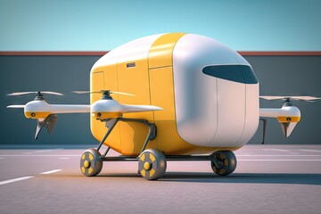 Small airplane with a propeller on wheels