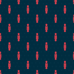 Red line Shock absorber icon isolated seamless pattern on black background. Vector