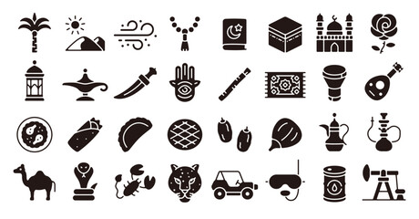Saudi Arabia icon set (Flat silhouette version)