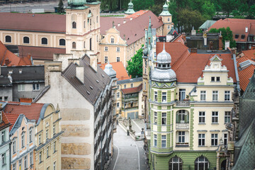 Wiew of the old historic city from above. Kłodzko. - obrazy, fototapety, plakaty