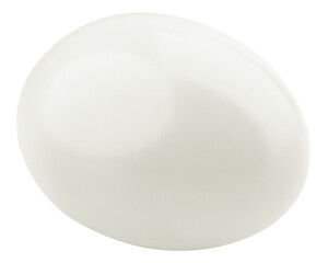 boiled egg without shell, isolated on white background, full depth of field