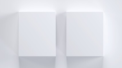 白い立方体のフレームが2つある3D背景テンプレート素材