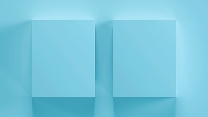 青い立方体のフレームが2つある3D背景テンプレート素材