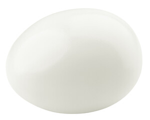 boiled egg without shell, isolated on white background, full depth of field