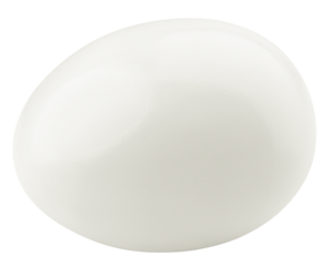 boiled egg without shell, isolated on white background, full depth of field