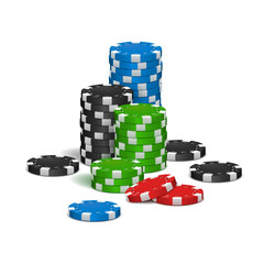 Poker chips on a light background. Vector illustration.