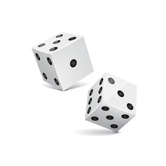 White dice isolated on light background. Vector illustration.