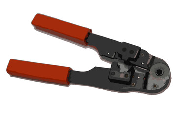 Modular plug net scissors for RJ-45 and RJ-11 on white background, vector