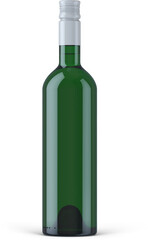 Green Brown White Glass Wine Bottles With Liquid Set 3D Rendering