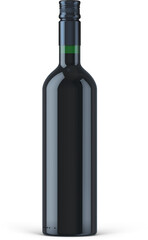 Green Glass Wine Bottle With Liquid 3D Rendering