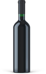 Green Glass Wine Bottle With Liquid 3D Rendering
