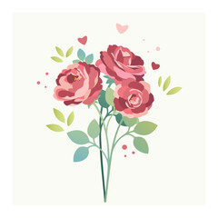 Beautiful bouquet of flowers, roses in vector.