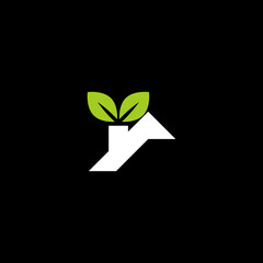Home Leaf Logo icon isolated on black background