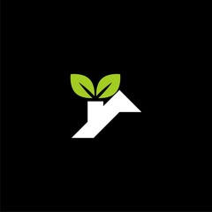 Home Leaf Logo icon isolated on black background