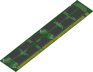 ram ,basic computer equipment parts, isometric ,ic components, capacitor ,cpu, mainboard ,3d rendering