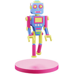 3d render kids toy robot illustration on transparent background