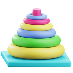 3d rendering kids toy ring donut illustration on transparent background