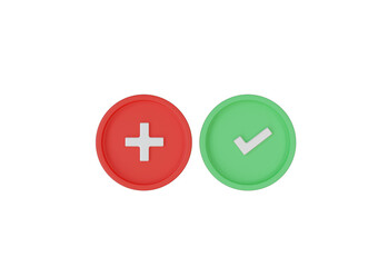 Check mark icon set in red and green color button