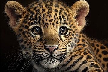 Fototapeta na wymiar Baby Jaguar, hyperrealism, photorealism, photorealistic