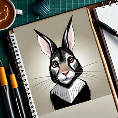 vector sketch oif rabbit and bunny new genrative ai technology