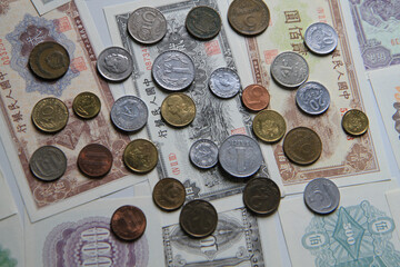 banknotes and coins texture