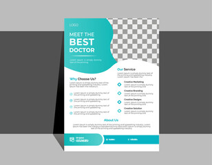 Healthcare cover a4 template design and flat icons for a report | Medicine brochure for advertising with outline icons | Health layout concept |
