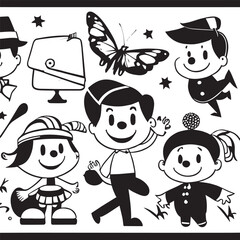 set of people design black