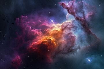 Fototapeta na wymiar Colorful space galaxy cloud nebula in space Universe science and astronomy concept. Supernova. Generative AI