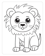 Cute Lion, Lion illustration, Cute Lion Coloring Pages for kids, Black and white, Coloring Pages for kids, Animals.