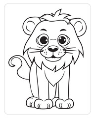 Cute Lion, Lion illustration, Cute Lion Coloring Pages for kids, Black and white, Coloring Pages for kids, Animals.