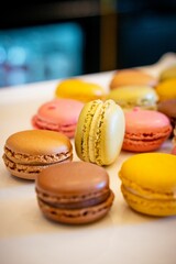 Closeup of colorful macaroons