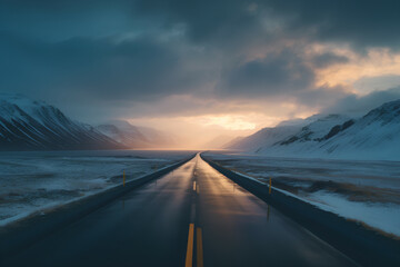 Majestic mountains and loneliness on never ending roads, Generative AI