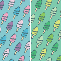 Pattern Ice Cream Summer Blue And Green Background