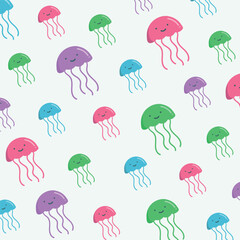 Pattern Cute Jellyfish Summer Colorful Sea