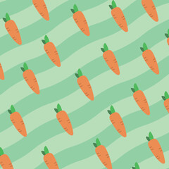 Pattern Carrots With Green Stripes Background