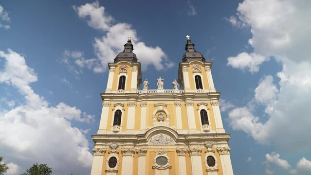 Yellow building of Roman Catholic Archdiocese of Kalocsa-Kecskemet, Kalocsa, Hungary