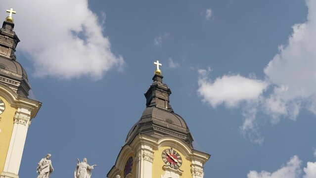 Yellow building of Roman Catholic Archdiocese of Kalocsa-Kecskemet, Kalocsa, Hungary