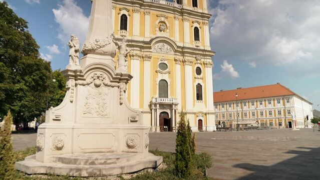 Yellow building of Roman Catholic Archdiocese of Kalocsa-Kecskemet, Kalocsa, Hungary