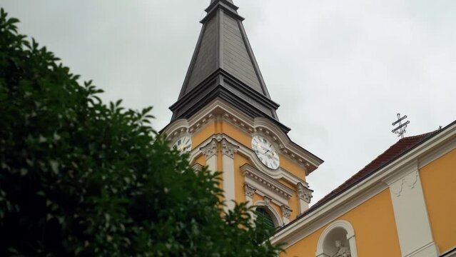 Yellow building of Roman Catholic Archdiocese of Kalocsa-Kecskemet, Kalocsa, Hungary