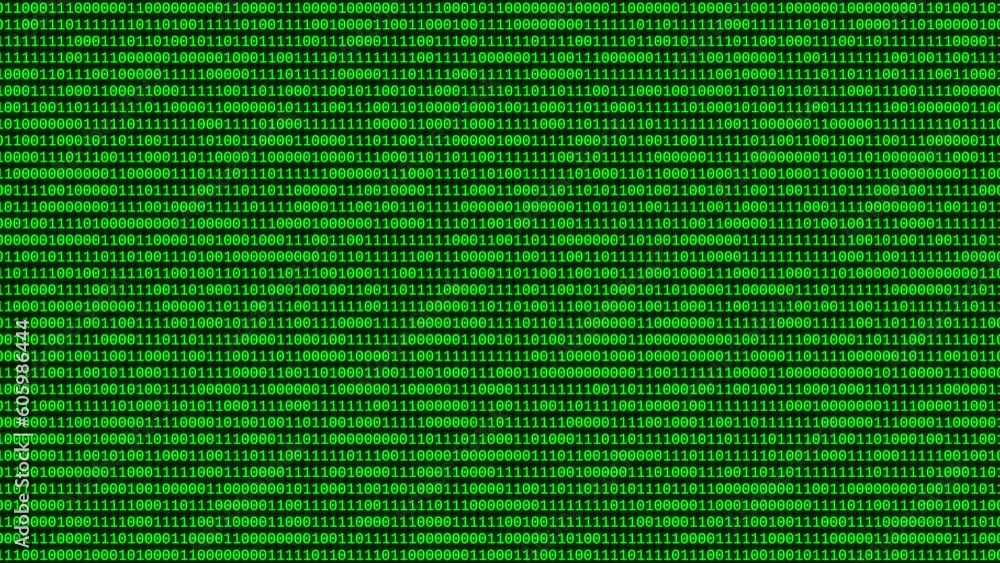 Poster illustrative animation of green matrix code background