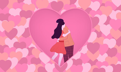 Vector illustration of couple hugging